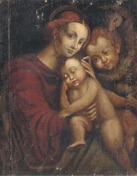 The Madonna And Child With The Infant Saint John The Baptist Oil Painting by Bernardino Luini