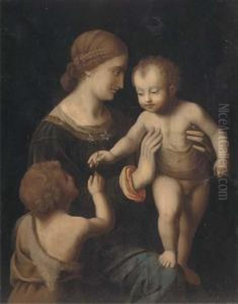 The Virgin And Child With The Infant Saint John The Baptist Oil Painting by Bernardino Luini