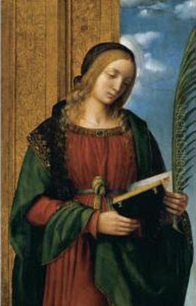 A Female Martyr Oil Painting by Bernardino Luini