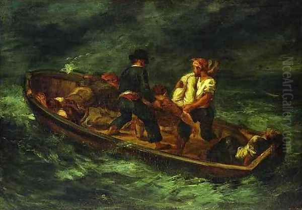 After the Shipwreck Oil Painting by Eugene Delacroix