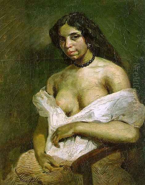 Aspasia c. 1824 Oil Painting by Eugene Delacroix