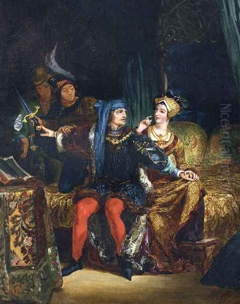 Charles VI and Odette de Champdivers Oil Painting by Eugene Delacroix