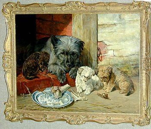 Curiosity Signed With Initials And Dated 1859, Oil On Canvas 18 X24in Oil Painting by William Snr Luker