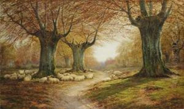 An Autumnal Landscape Oil Painting by William Snr Luker