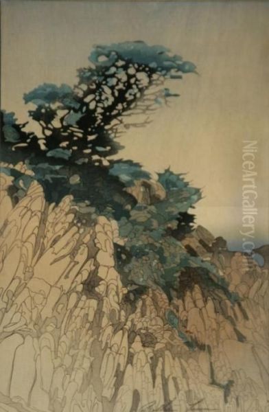 Pines On A Cliff Oil Painting by Bertha Boynton Lum