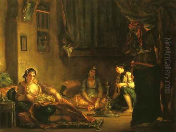 Women of Algiers in Their Apartmente Oil Painting by Eugene Delacroix