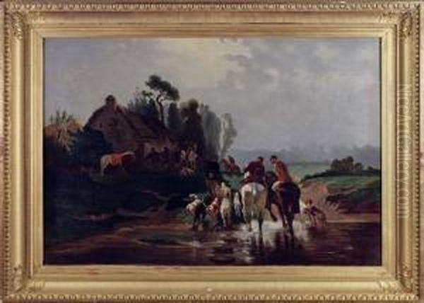 Le Rendez-vous De Chasse Oil Painting by Evariste Luminais