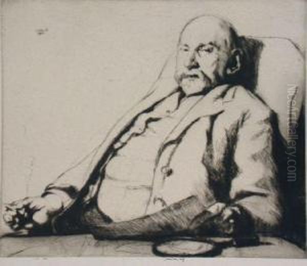 Portrait Of James Mcbey (seated Sketching) Oil Painting by Ernest Stephen Lumsden