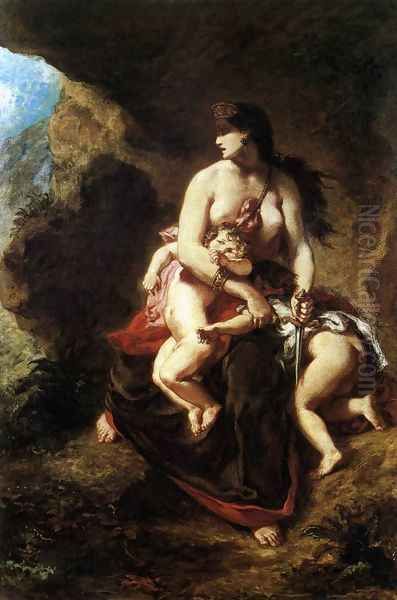 Medea about to Kill her Children 1838 Oil Painting by Eugene Delacroix