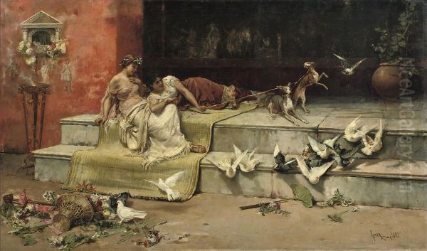 Las Damas Romanas (roman Maidens) Oil Painting by Juan Luna y Novicio