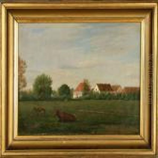 Summer Landscape With A Danish Proprietary Farm Oil Painting by Frederick Christian Lund