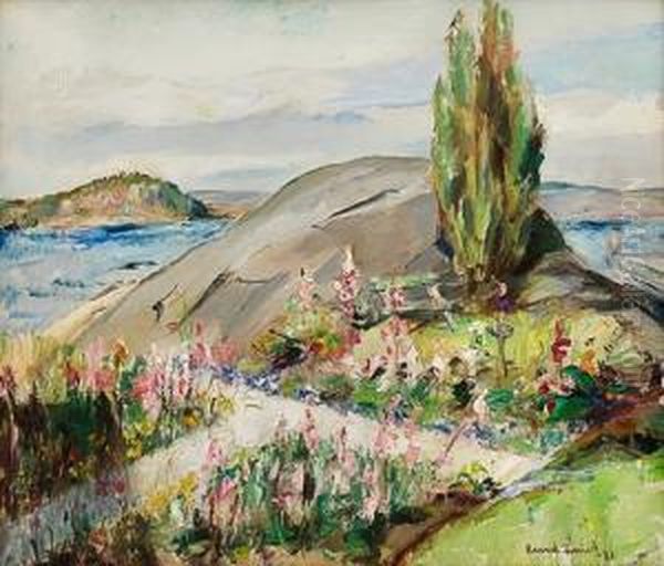 A Garden At Son By The Oslofjord1931 Oil Painting by Henrik Lund