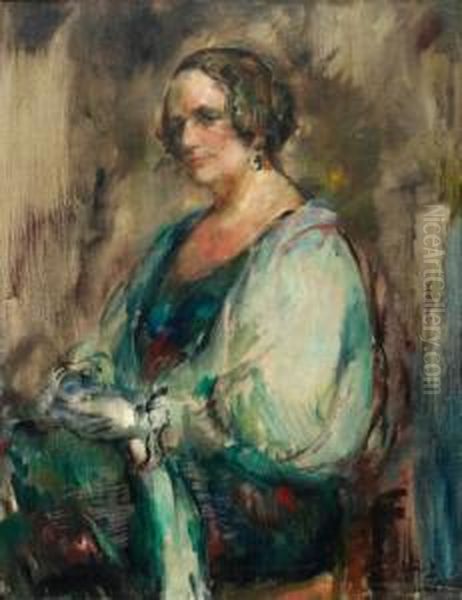 Fru Martha Johnsen Oil Painting by Henrik Lund