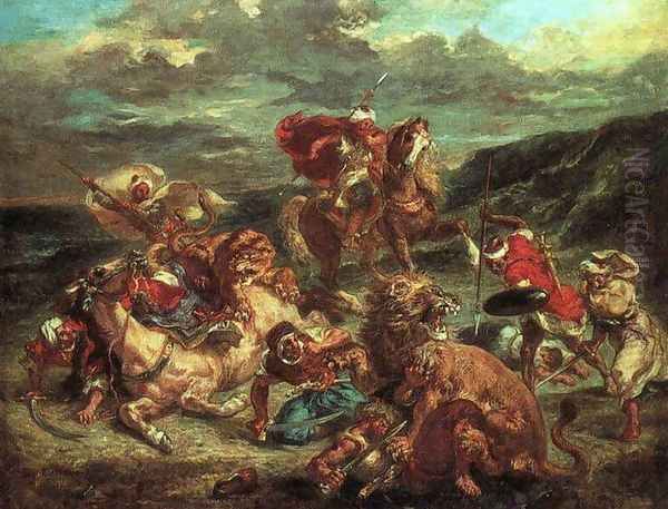 Lion Hunt 1861 Oil Painting by Eugene Delacroix