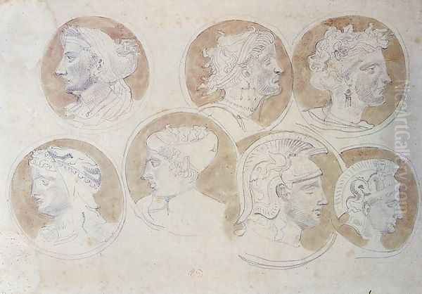 Studies Of Antique Medallions Oil Painting by Eugene Delacroix