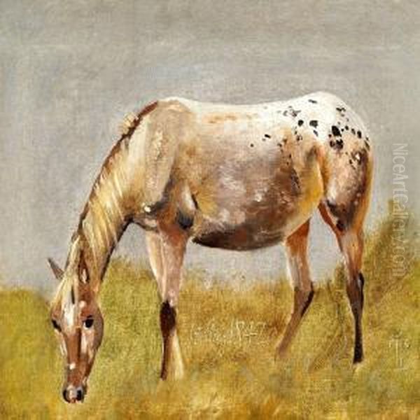 Study Of A Horse Oil Painting by Johan Thomas Lundbye