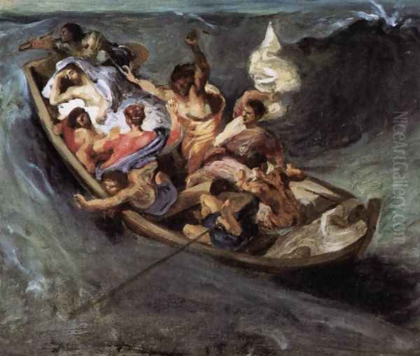 Christ on the Lake of Gennezaret (sketch) c. 1841 Oil Painting by Eugene Delacroix