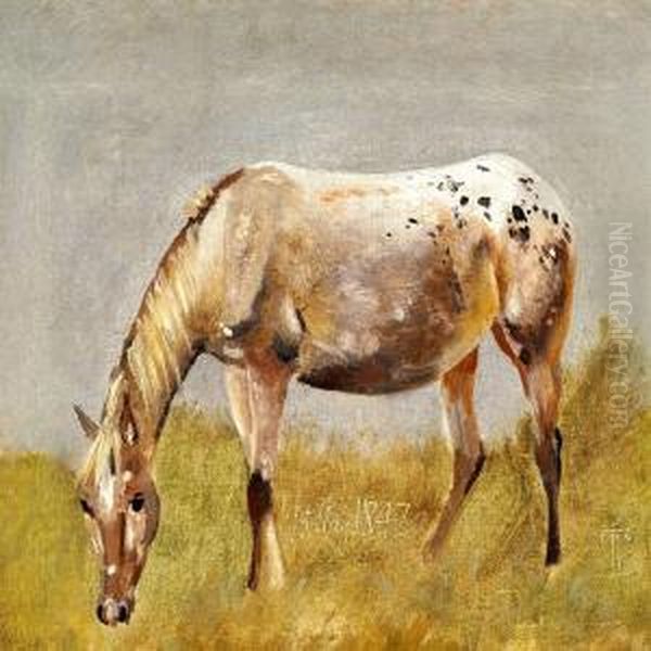 Study Of A Horse Oil Painting by Johan Thomas Lundbye