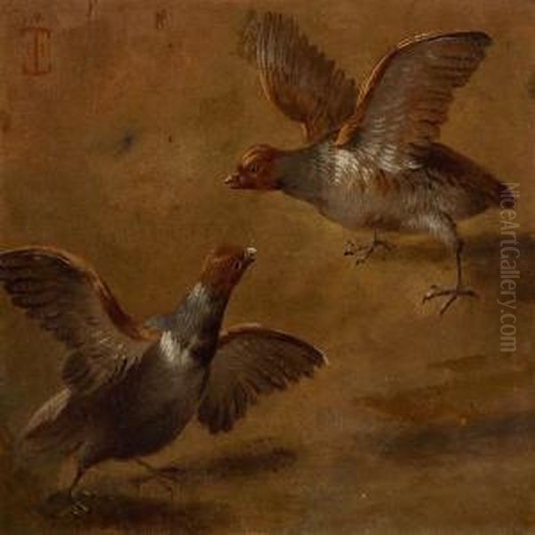 Two Partridges Oil Painting by Johan Thomas Lundbye