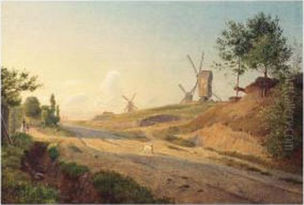 Mollebakken Ved Kallundborg (mollebakken Near Kallundborg) Oil Painting by Johan Thomas Lundbye