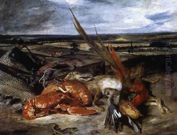 Still-Life with Lobster 1826-27 Oil Painting by Eugene Delacroix