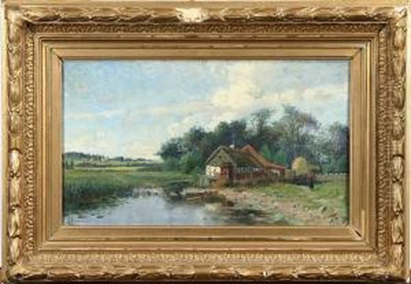 Landskap Oil Painting by Justus Lundegard