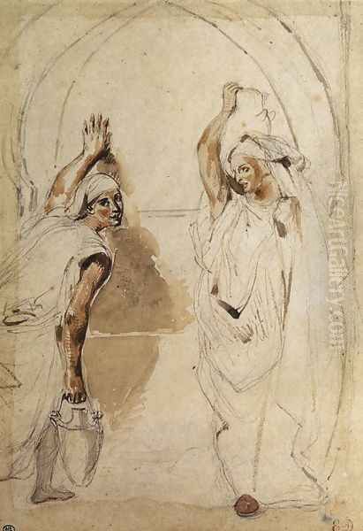 Two Women at the Well 1832 Oil Painting by Eugene Delacroix