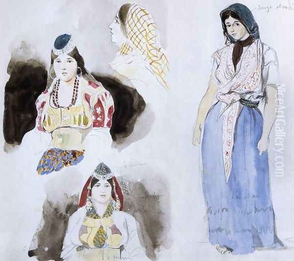 Moroccan Women 1832 Oil Painting by Eugene Delacroix