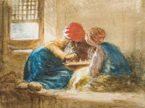 Orientaliska Schackspelare Oil Painting by Egron Sellif Lundgren