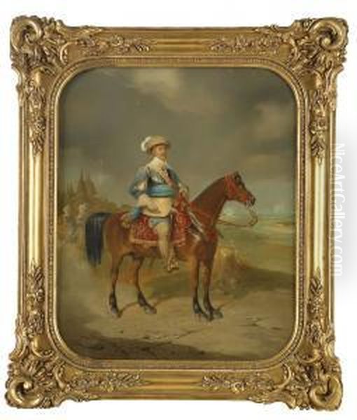 Gustaf Ii Adolf Till Hast Oil Painting by Theodor Henrick Lundh