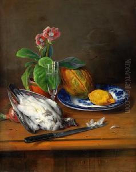 Nature Morte Med Fagel Oil Painting by Theodor Henrick Lundh