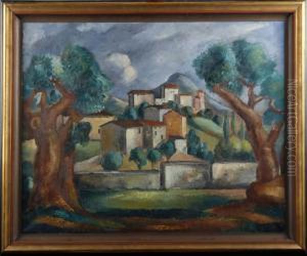 Sydlandsk By Oil Painting by Knut Lundstrom