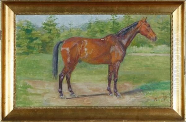 A Grazing Horse Oil Painting by Agnes Lunn