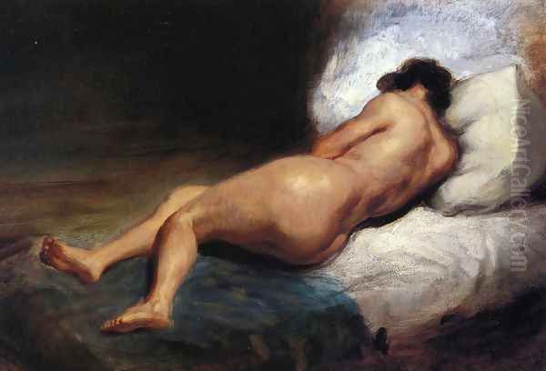 Study of a Reclining Nude Oil Painting by Eugene Delacroix