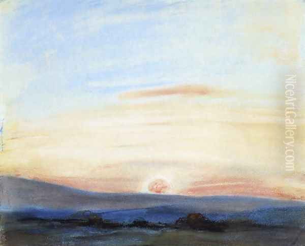 Study of Sky- Setting Sun c. 1849 Oil Painting by Eugene Delacroix