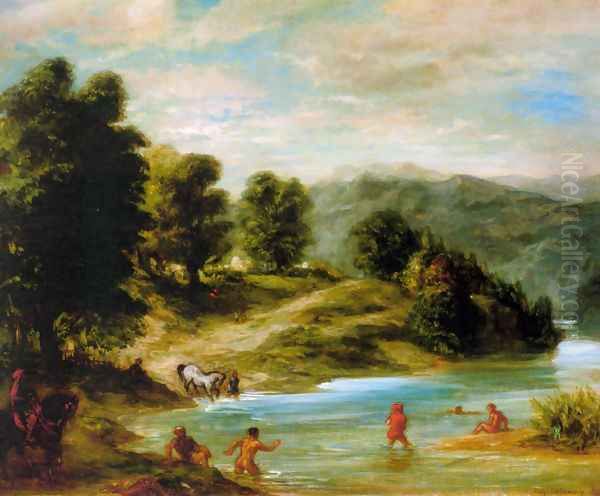 The Banks of the River Sebou Oil Painting by Eugene Delacroix