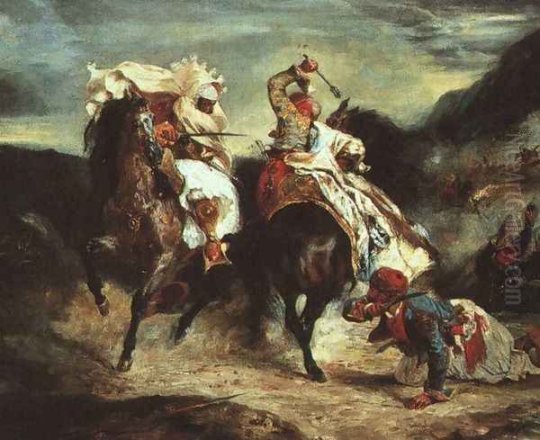 Combat of Giaour and Hassan Oil Painting by Eugene Delacroix