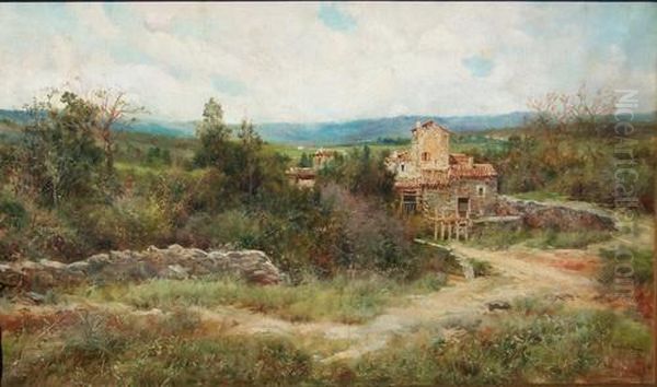 Paisaje Con Cazona Oil Painting by Jose Lupianez y Carrasco