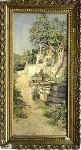 Figura En El Jardin Oil Painting by Jose Lupianez y Carrasco