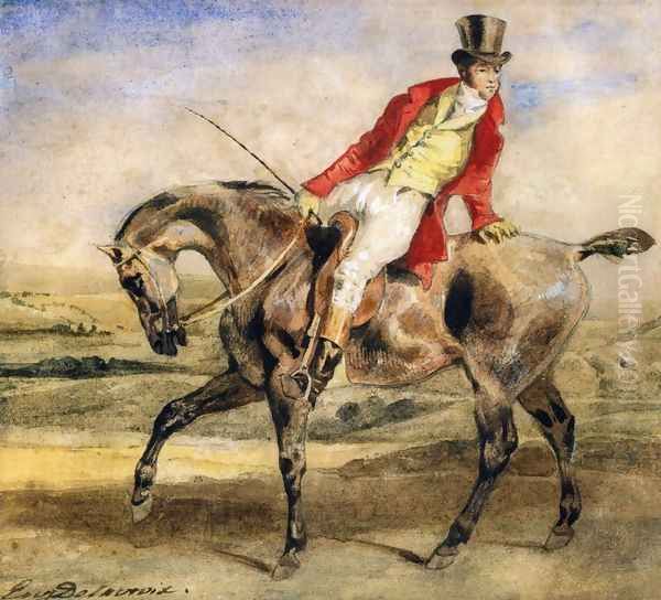 Gentleman on a Dark Brown Hunter Oil Painting by Eugene Delacroix