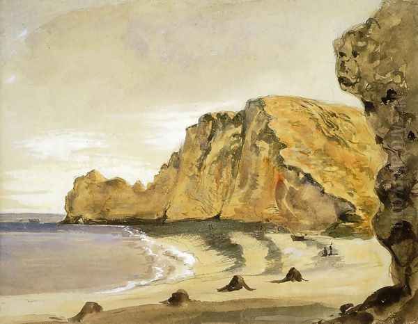 The Porte d'Amont, Etretat Oil Painting by Eugene Delacroix