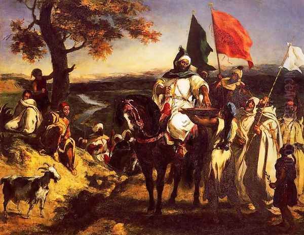 Moroccan Chieftain Receiving Tribute Oil Painting by Eugene Delacroix