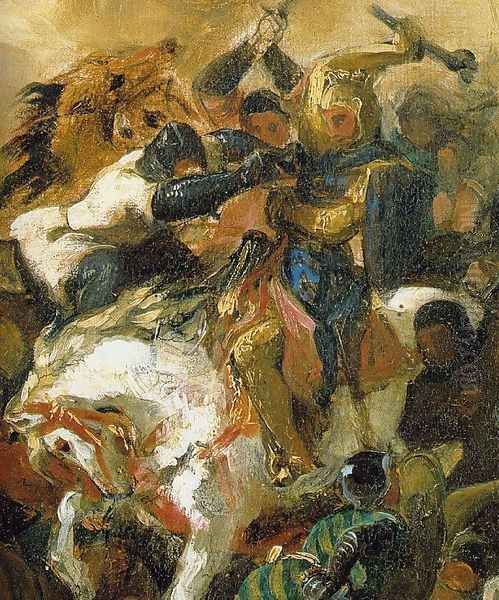 The Battle of Tailleburg (Detail of Louis IX on white horse) Oil Painting by Eugene Delacroix