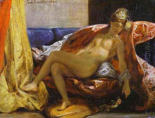 Reclining Odalisque Oil Painting by Eugene Delacroix