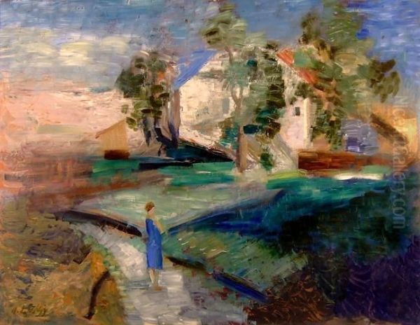 Haus In Landschaft Oil Painting by Oskar Wilhelm Luthy