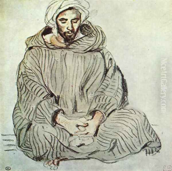 Sitting Arab in Tanger Oil Painting by Eugene Delacroix