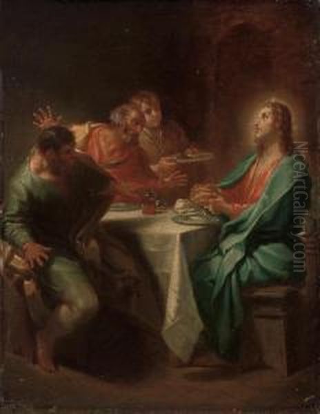 The Supper At Emmaus Oil Painting by Benedetto Luti