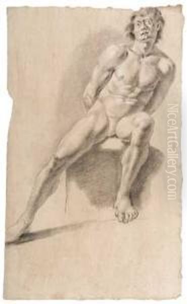 Seated Male Nude Oil Painting by Benedetto Luti