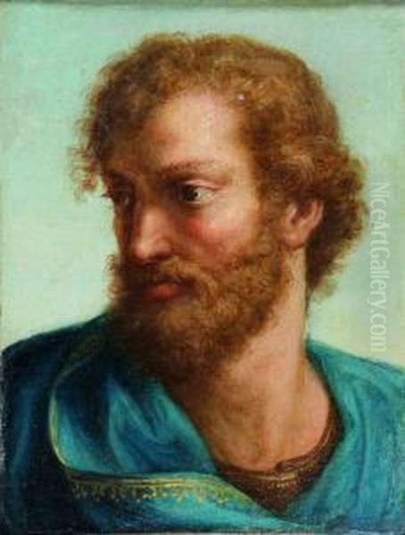 Tete D'homme A La Toge Bleue Oil Painting by Benedetto Luti