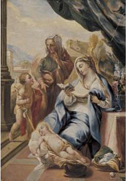 Virgin And Child With Saint Anne And The Young Saint John The Baptist Oil Painting by Benedetto Luti